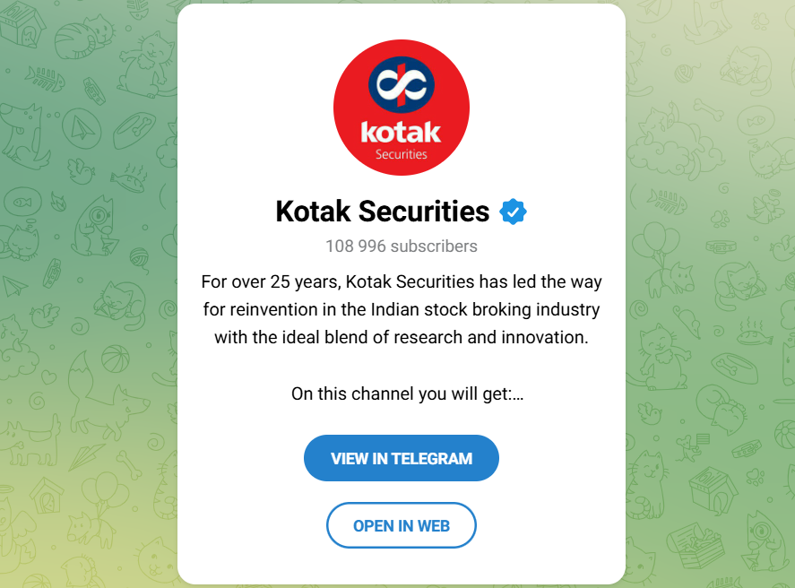 Kotak Securities Telegram Channels for Stock Market